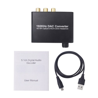 192Khz HIFI Optical to RCA R/L + 3.5mm Digital to Analog Audio Converter