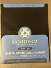 SANIDERM Tattoo Aftercare Adhesive Bandage Sz Medium 6"x8" x2 3pks 6 Total New