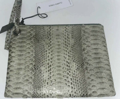 CLARIS VIROT Paulette Python Clutch cosmetic bag New w/Tags