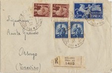 BUSTA RACCOMANDATA ESPRESSO CON DEMOCRATICA MILANO X ORSAGO 1946