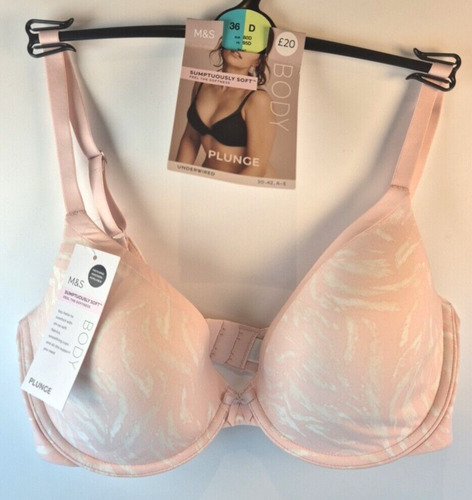 Soutien gorge plongeant M&S 36D rose clair armatures somptueusement doux neuf avec étiquettes - Photo 2/8