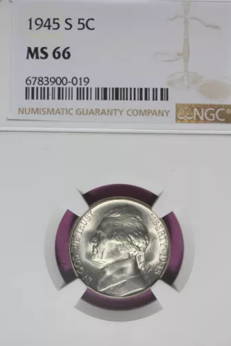 1945 S- NGC 5C MS66 JEFFERSON NICKEL #B44883