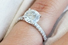 2.20 Ct Round Cut Certified Moissanite Wedding Bridal Ring 950 Platinum Size 5.5
