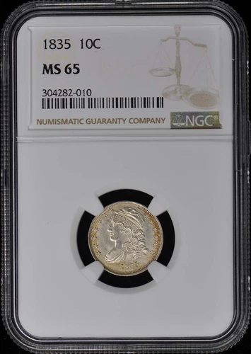 1835 Capped Bust Dime Sm Size 10C NGC MS65