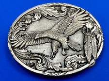 Signed Siskiyou 1995 Soaring Bald Eagle Belt Buckle A-2 Southwestern Design