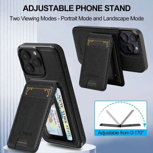 Für iPhone 16 15 14 13 12 11 XS XR 78 SE Magnet Hülle mit MagSafe Leder Wallet - Bild 26 von 78