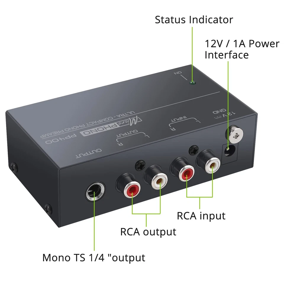 Phono-Plattenspieler-Vorverstärker- Mini-Elektronik-Audio-Stereo-Phonograph RCA - Bild 3 von 4