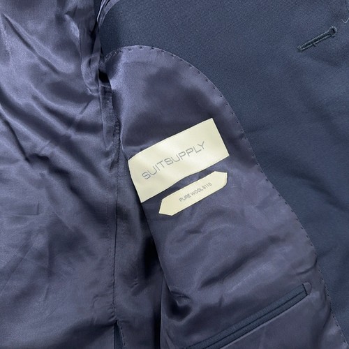 SUITSUPPLY Tuta Lazio Uomo 36 (Pantalone 32x28) Navy Slim 2 Pezzi Lana S110 Perenne - Foto 10 di 24
