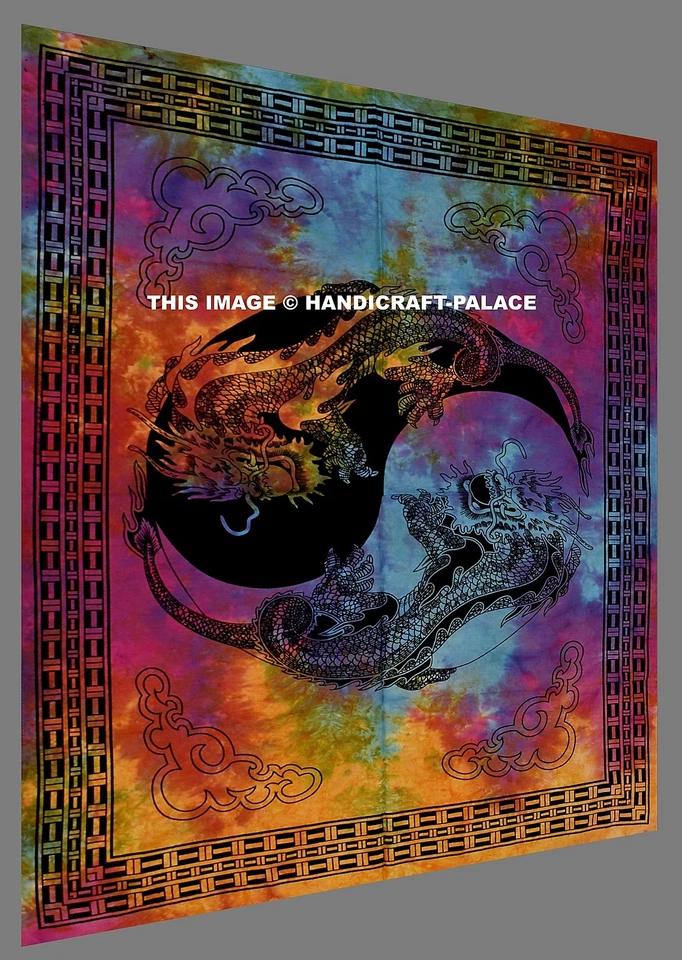 Tapiz de teñido de dragón indio hippie para colgar en la pared decoración de pared psicodélica Foto 3 de 3