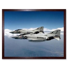 Military Air Plane Fighter Jet Rf4B Phantom Marine Navy 12X16 Inch Framed Print