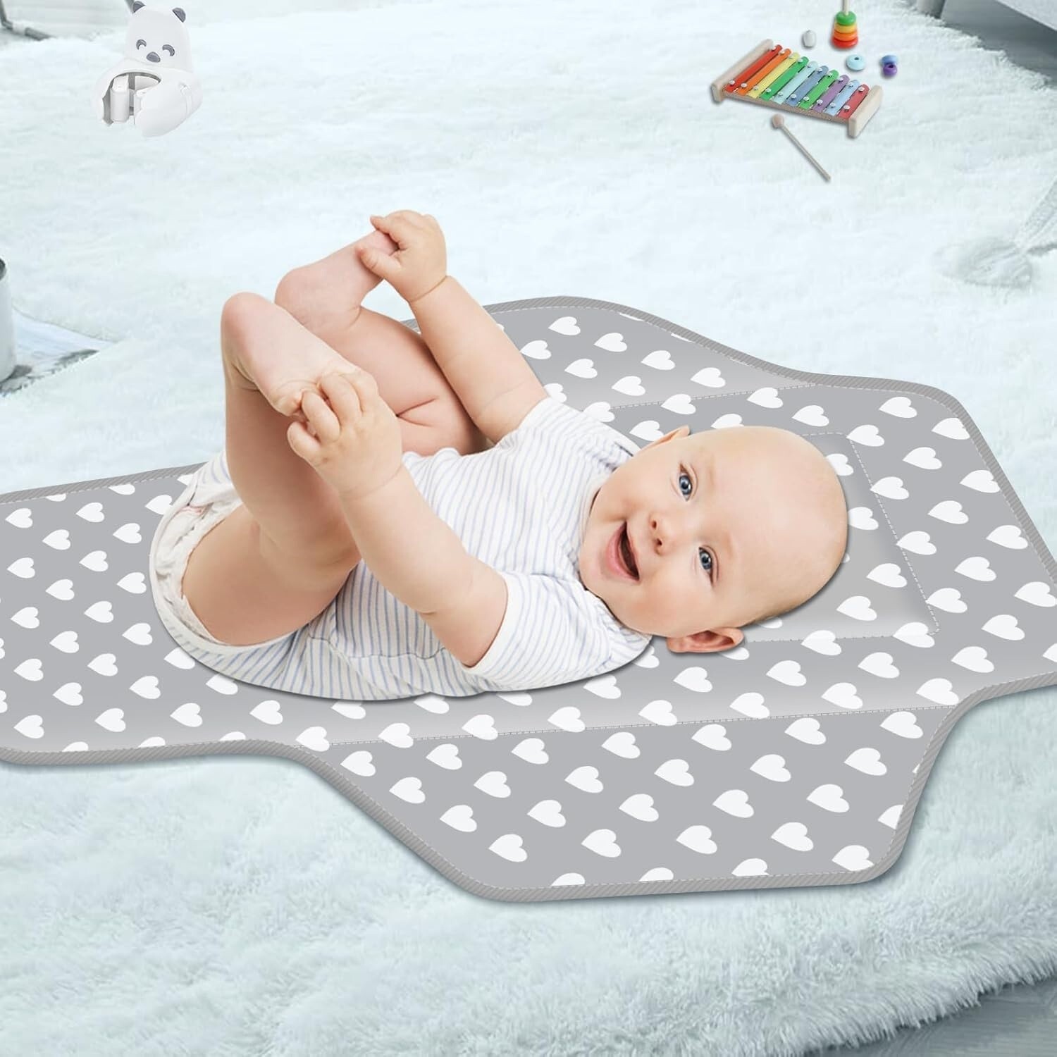 Cambiador de pañales portátil para bebés para de recién nacidos (Gris) NUEVO US