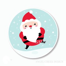 30 Santa Claus Christmas Winter Scrapbook Stickers 1.5" Round Envelope Seals