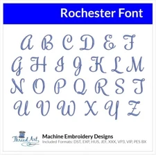 Threadart Machine Embroidery Design Rochester BX Font Alphabet Loaded on USB