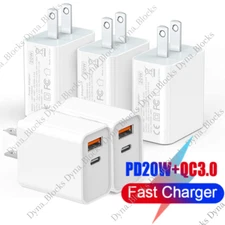 PD 20W USB-C Dual Port Adapter QC3.0 Wall Charger For iPhone 11 12 13 14 Pro Max