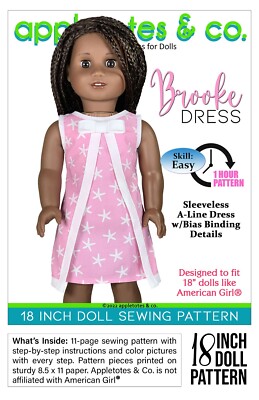 18 Inch Doll Sewing Pattern | Brooke Dress Fits 18'' Dolls such as American Girl