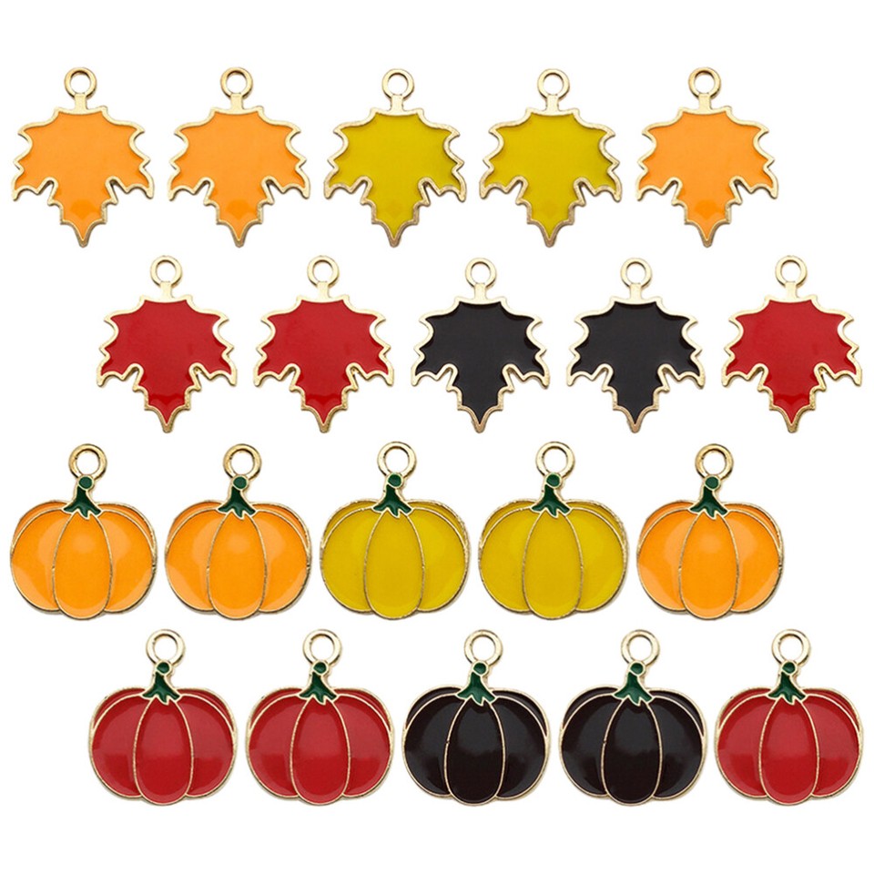 32 Pcs Metal Charms for Jewelry Making Pumpkin Earring Fall Leaf