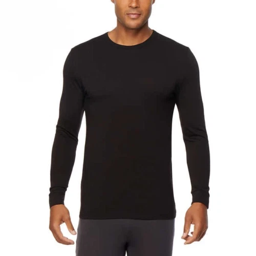 32 DEGREES Men's Heat Long Sleeve Crew Neck Tee 2-Pack Black/ Black Small
