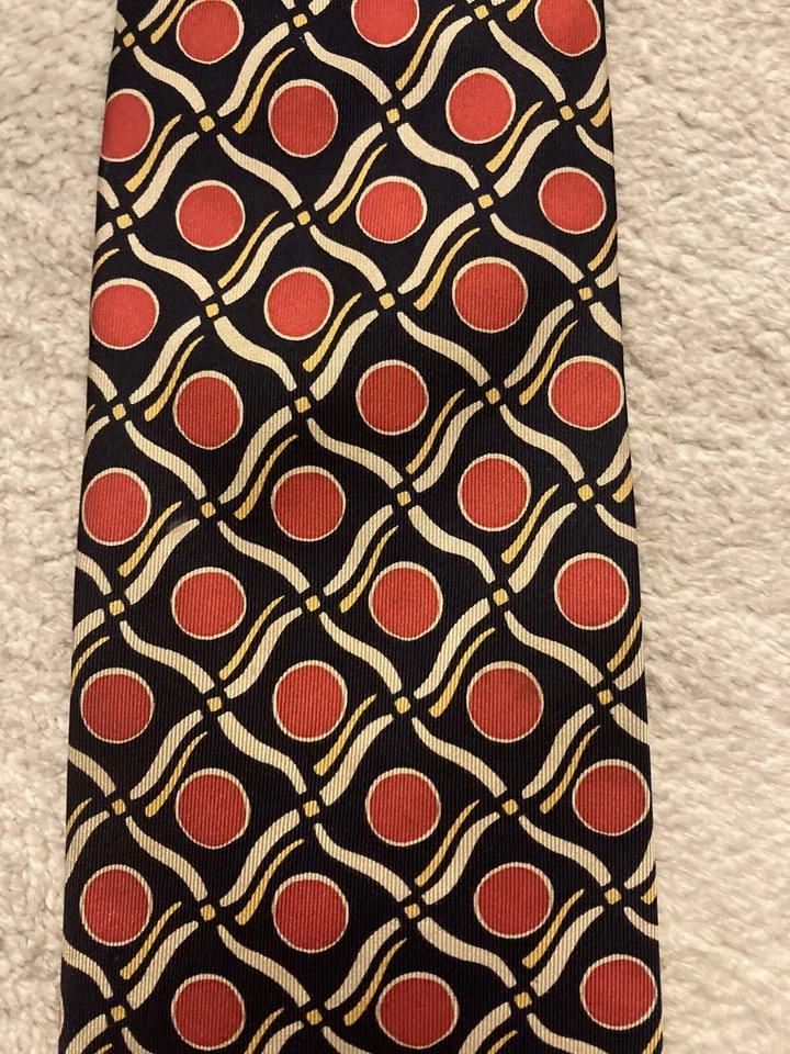 Corbata de seda pura aquascutum of london roja a lunares para hombre hecha en Inglaterra Foto 3 de 4