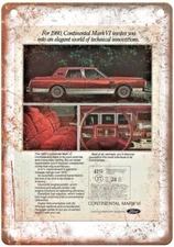 Vintage 1980 Continental Mark VI by Lincoln Auto Ad Retro Look Metal Sign A4459