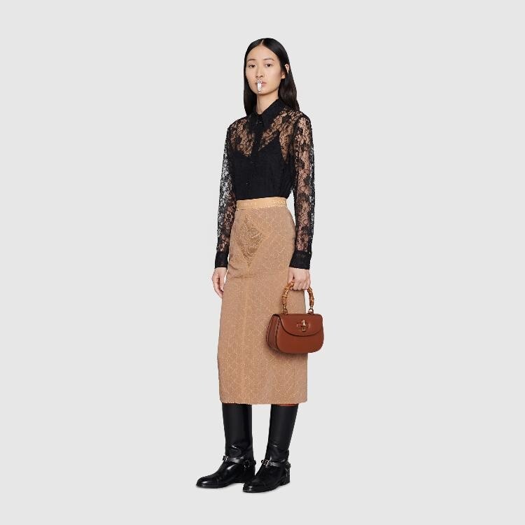 【GUCCI】ヴィンテージブラウス GUCCI HOLLYWOOD FOREVER Mother Of Pearl Feather 0143 Black
