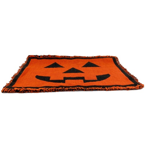 Halloween Placemats Pumpkin Jack-O-Lantern Tapestry Reversible Fringed_Lot of 6 - Picture 4 of 6