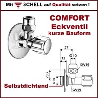 "Schell Comfort Eckventil 1/2\" Kurze Bauform Selbstdichtend Chrom Asag Din 3227"
