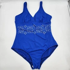 Liz Claiborne one piece Women's size 14 royal blue swimsuit swim beach SEE PHOTO