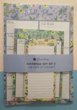 SET of 3 UNDATED FLOWERs BLUE " WEEKLY PLANNER "  TO DO LIST  " NOTEs PADs