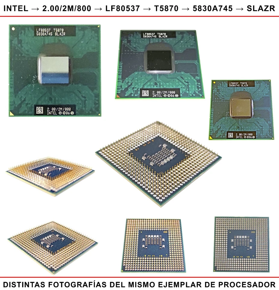 INTEL 2.00/2M/800 ● PROCESADOR Core 2 Duo ● LF80537 T5870 ● 5830A745 SLAZR - Imagen 2 de 4
