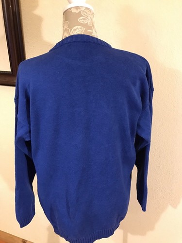 Vintage CHARTER CLUB Blue Multicolor Diamond Design Sweater Sz Medium (F1) - Picture 3 of 12