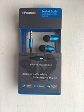 Polaroid In-Ear Metal Earbuds W/Built-in Mic Blue 