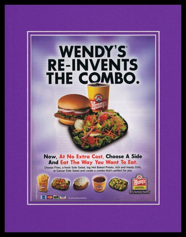 2004 Wendy's Combo Meal 11x14 Framed ORIGINAL Vintage