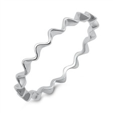 Thin Squiggly Wave Stackable Eternity Ring .925 Sterling Silver Band Sizes 2-10