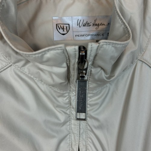 Walter Hagen Performance Mens Front Zip Golf Windbreaker Vest M Beige Pockets - Picture 5 of 10
