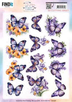   3D-Bogen - Flutter Flairs - Lila Schmetterlinge - CD12297 - Berrie's Beauties