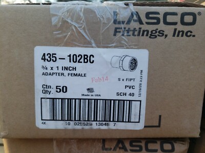 50 - 3/4'' x 1'' Female Adapter Schedule 40 PVC Lasco S X FIPT FREE SHIPPING 