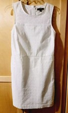 Banana Republic Womens Size 2 White Eyelet Cotton Shift Dress Sleeveless Lined
