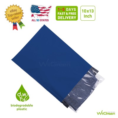10x13 inch Blue Biodegradable Poly Mailers Envelope Self Seal Shipping Bags
