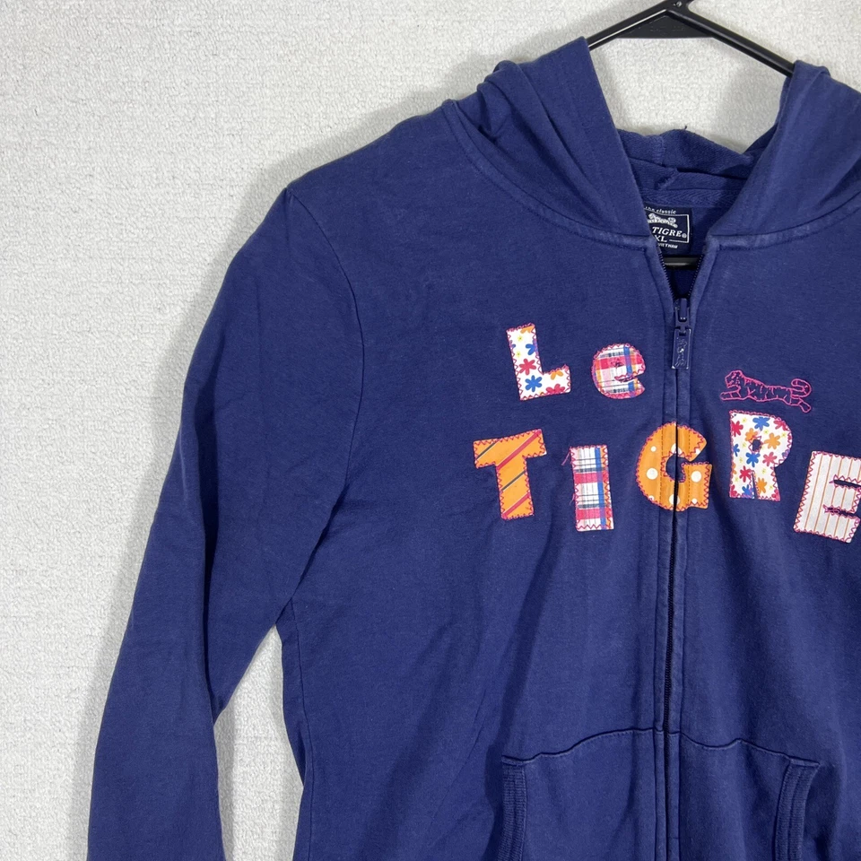 Sudadera con capucha Le Tigre cremallera completa para mujer XL deletrear Y2K colorida Foto 2 de 4