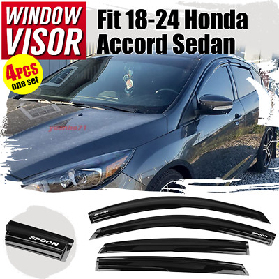 For 18-25 Honda Accord 4DR Window Visor Mugen Style Guard Deflector w/ Spoon