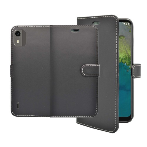 Funda protectora de cuero PU abatible folio tipo billetera para Nokia C12 - Imagen 4 de 48