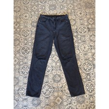 American Eagle Mom Jean Womens 10 X Long Black Distressed High Rise Stretch