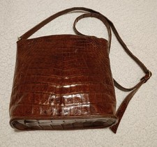 Borsa secchiello in coccodrillo VINTAGE con tracolla