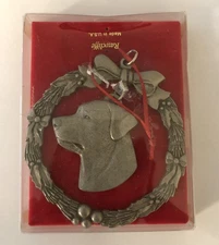 Radcliffe Fine Pewter ROTTWEILER Dog Breed 3” Christmas Ornament Wreath Dangling