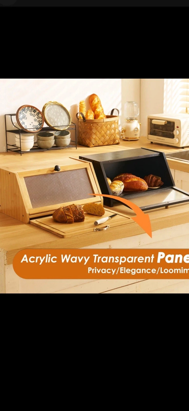 YOUDENOVA Bread Box with Cutting Board, Bamboo Storage Box, Wood pine.
Opens in a new window or tab