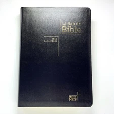 French Large Print Bible, NEG 1979, La Sainte Bible, Black Leather, Thumb Index