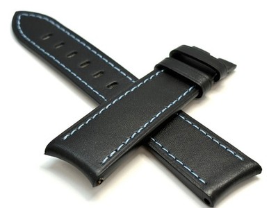 OEM GRAHAM Genuine Leather Matte Black/Blue 20mm x 18mm Watch Strap No Buckle