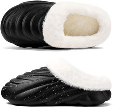 Waterproof Winter Slippers for Men  Women: Non-Slip Fleece Lined Outdoor Slippe