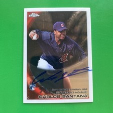 Carlos Santana 2010 Topps Chrome Rookie RC Autograph Card #198