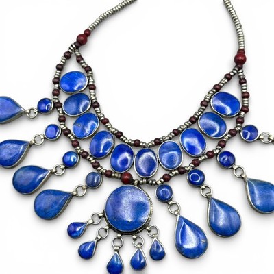 Vintage Sterling Silber Lapislazuli Feston Halskette